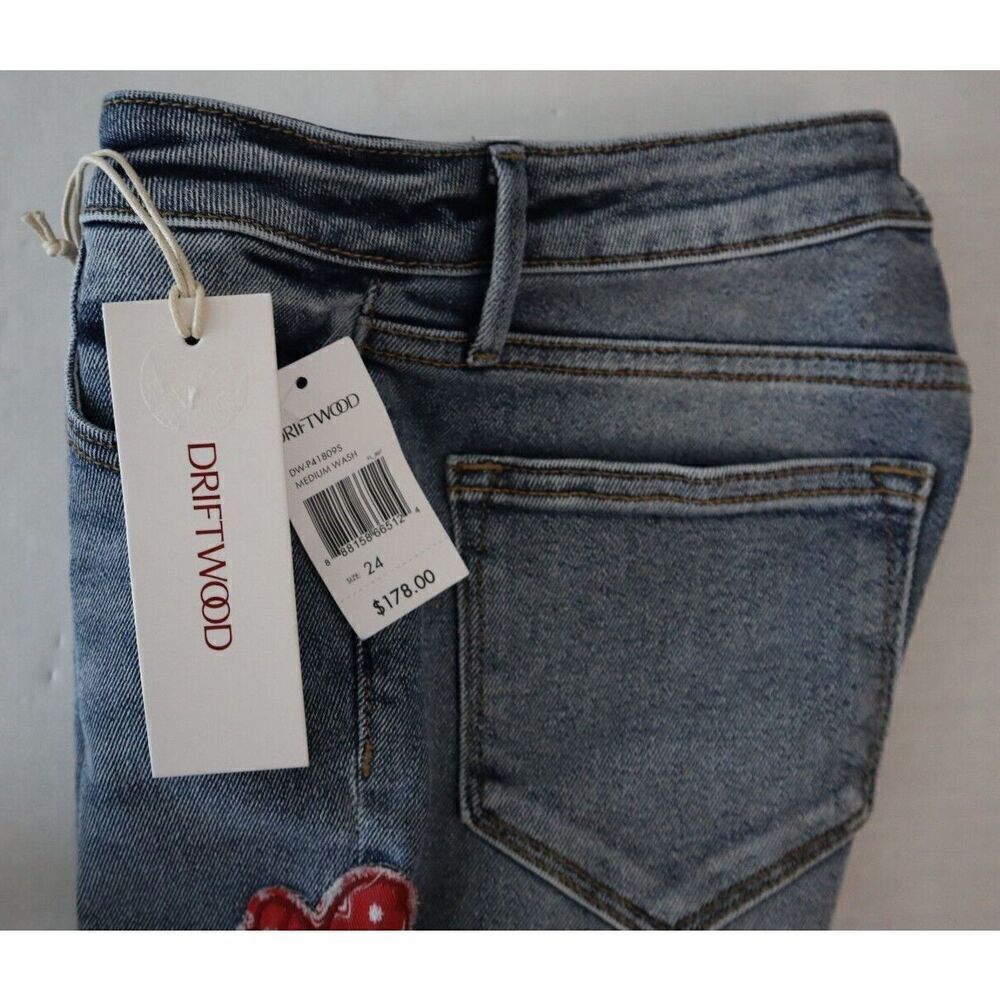 Driftwood x FP Sz 24 Med. Wash Farrah American Bandstand Embroidered Jeans - Picture 8 of 11